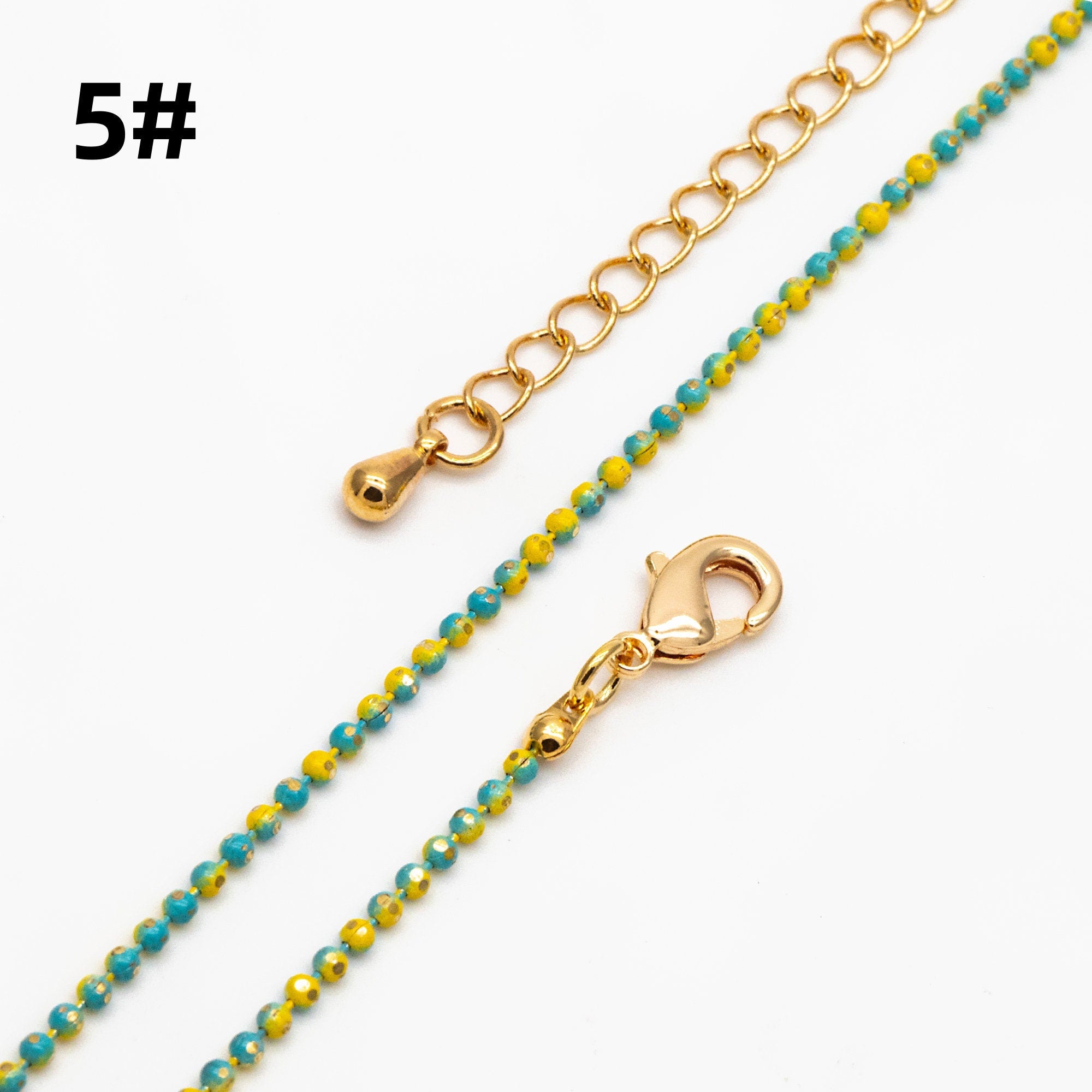 Gold Faceted Ball Beaded Chain, Finished Bracelet/ Anklet/ Necklace with Extender Chain, Ready to Wear (#LK-256)