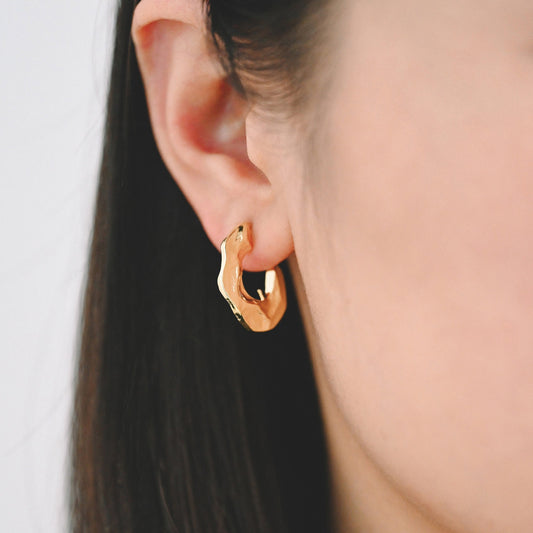 10pcs Gold Hammered Earring Posts 30mm, Geometric Round Stud Earring, Hammered Ear Findings (GB-2062)