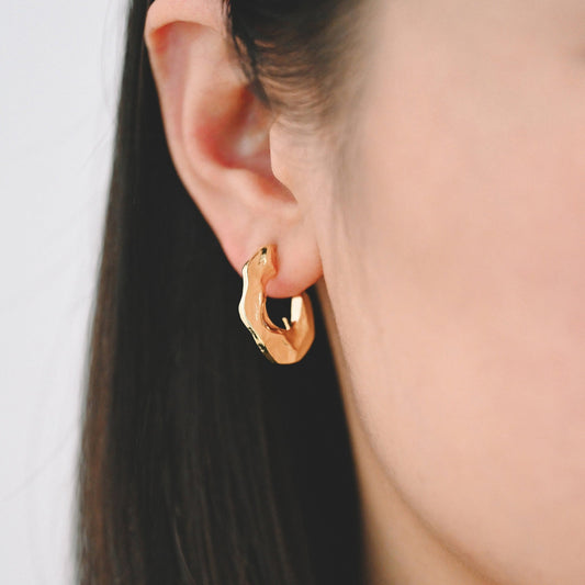 10pcs Gold Hammered Earring Posts 30mm, Geometric Round Stud Earring, Hammered Ear Findings (GB-2062)