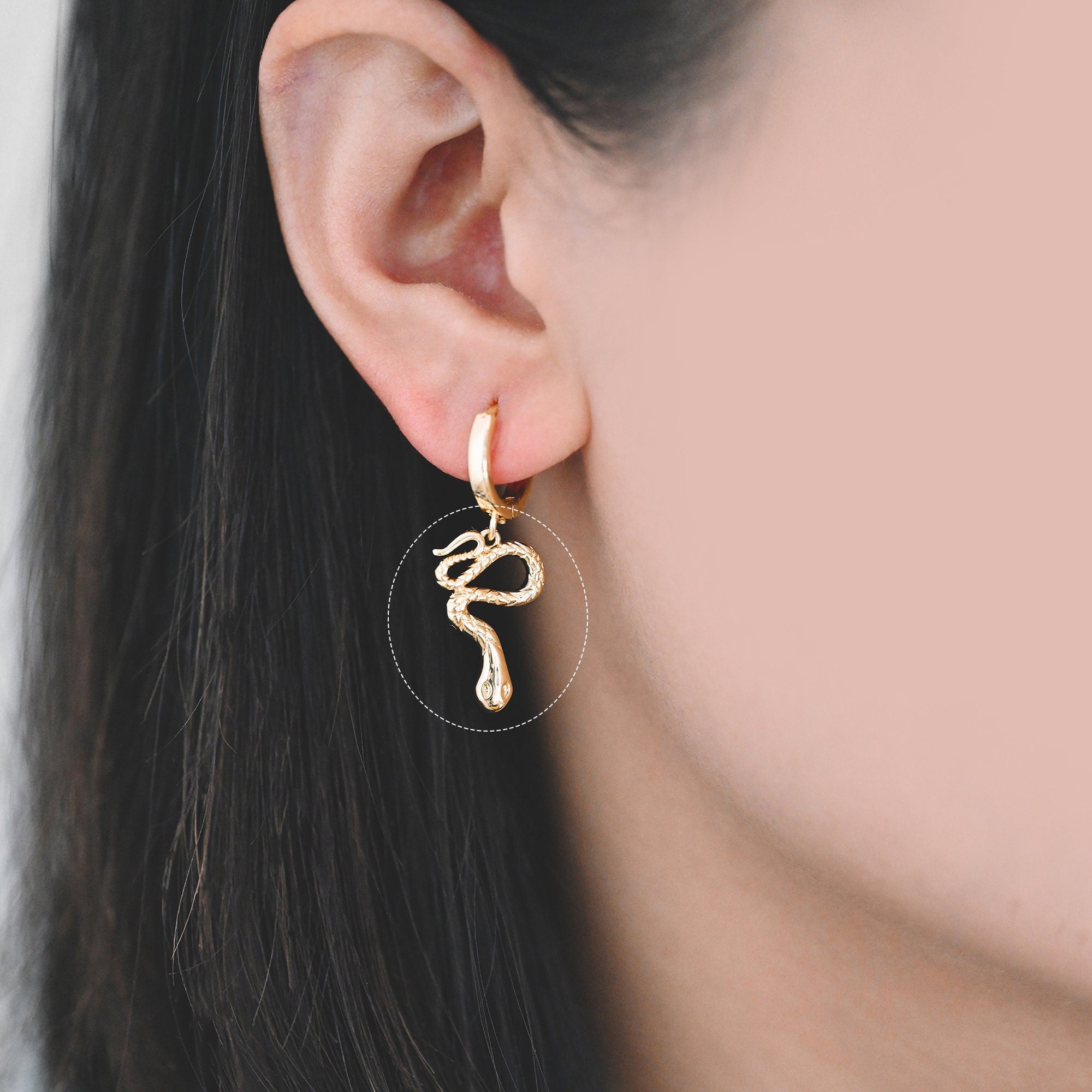 4pcs Gold Snake Charm 21x13mm, Snake Necklace, Snake Jewelry Snake Pendant, 18K Gold Plated Brass (GB-2756-E)