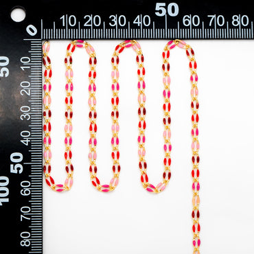 Mix Color Enamel Curb Chains 3mm, Real Gold Plated Brass, DIY Jewelry Findings (#LK-606)/ 1 Meter=3.3 ft