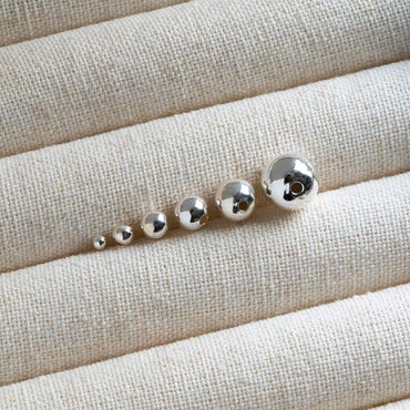 925 Sterling Silver Smooth Round Beads, Seamless Silver Large Hole Spacer Beads, 2/ 3/ 4/ 5/ 6/ 8mm (CY-008)