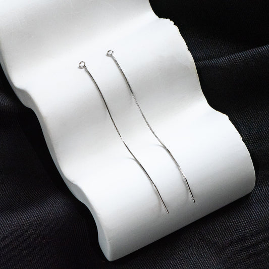 10pcs Sterling Silver Threader Earrings, Gold/ Rhodium, .925 Silver Box Chain, Earwire Thread with Open Jump Ring (CY-004)