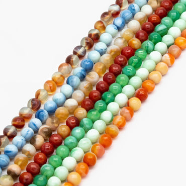 65pcs Smooth Round Glass beads 8mm, Faux Gemstone Beads, Imitation Natural Stone (GM-050)