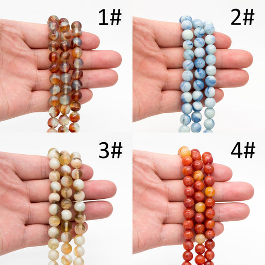 65pcs Smooth Round Glass beads 8mm, Faux Gemstone Beads, Imitation Natural Stone (GM-050)