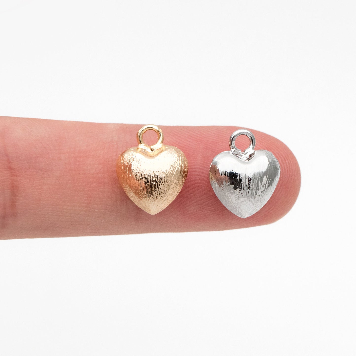 10pcs Gold/ Silver Tone Brushed Heart Charm 13x10mm, 18K Gold/ Rhodium plated Brass, Heart Pendants (GB-4420)