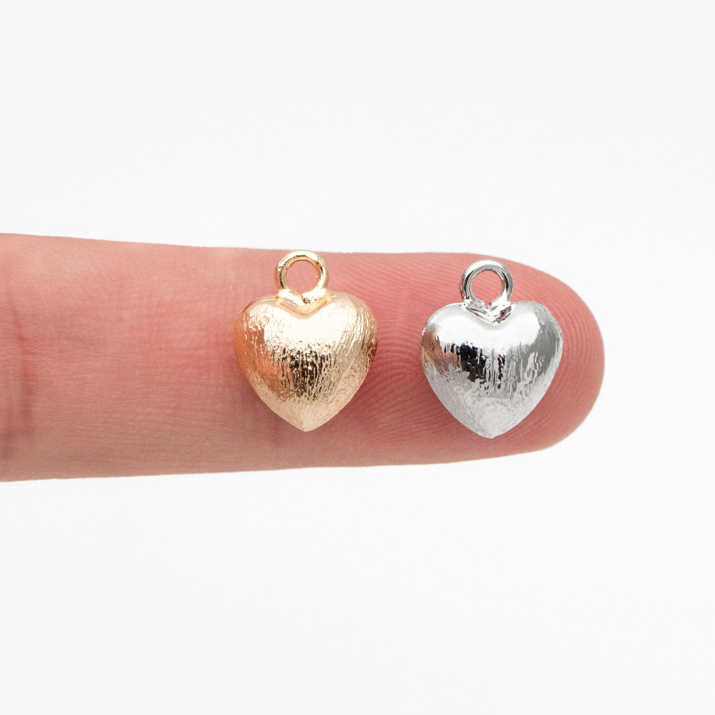 10pcs Gold/ Silver Tone Brushed Heart Charm 13x10mm, 18K Gold/ Rhodium plated Brass, Heart Pendants (GB-4420)