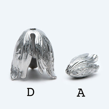 10pcs Large Flower Bead Caps, Real Gold/ Rhodium plated Brass Tulip Cap, Floral Tassel Caps, Lead Nickel Free (GB-057)