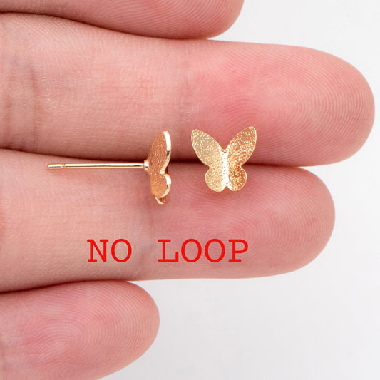 10pcs Gold Butterfly Stud Earring with Loop, DIY Earring Components, Jewelry Making Supplies (GB-3201)