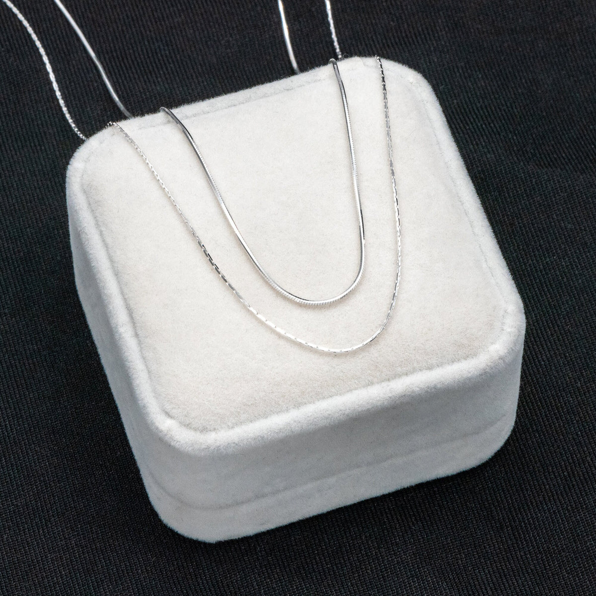 Sterling Silver Double Layer Necklace, Dainty Snake Chain Necklace, Gold/ Silver, Ready to Wear (CY-040)