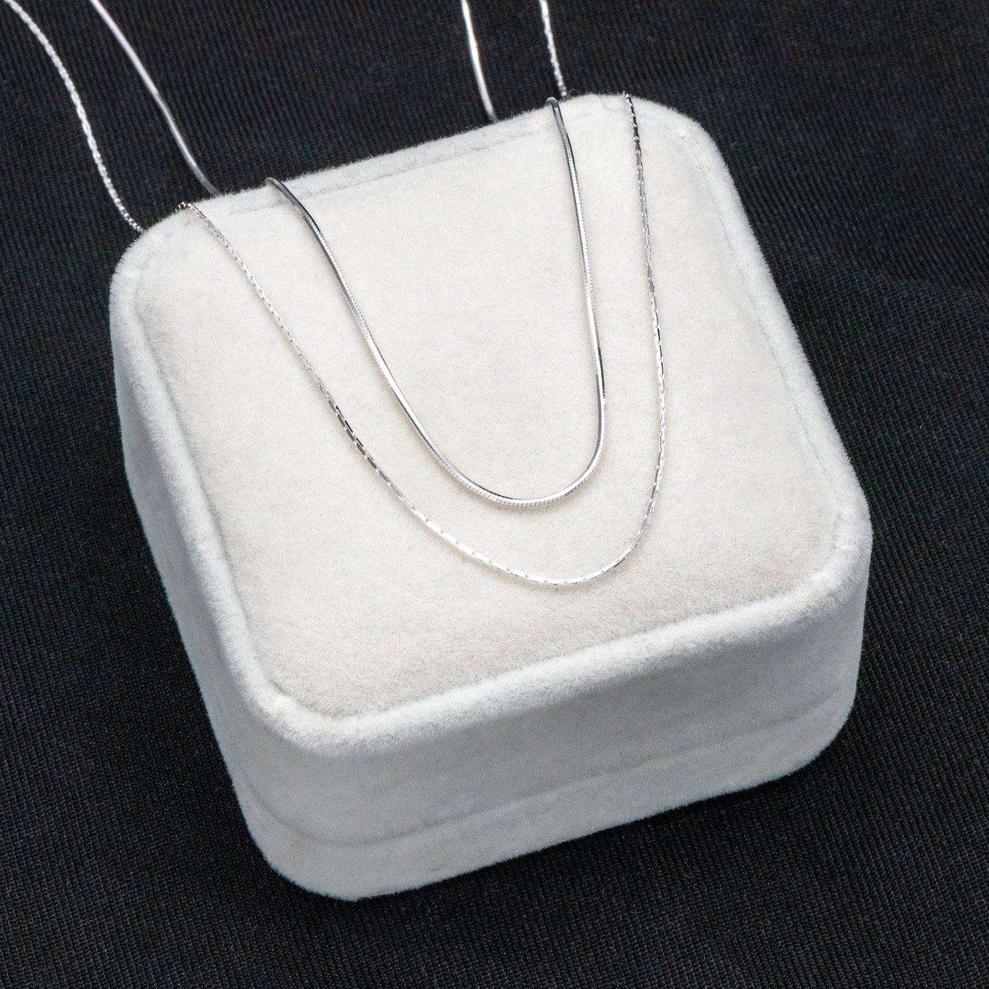 Sterling Silver Double Layer Necklace, Dainty Snake Chain Necklace, Gold/ Silver, Ready to Wear (CY-040)