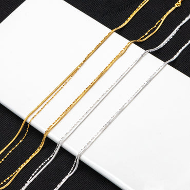 Sterling Silver Double Layer Necklace, Dainty Snake Chain, Layering Necklaces, Ready to Wear (CY-044)
