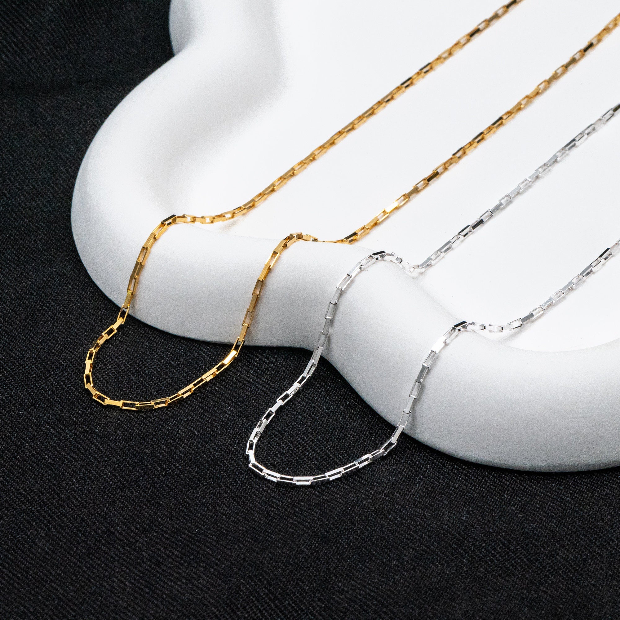 Adjustable Sterling Silver Necklace, 1.2mm Dainty Box Chain, Minimalist Necklace, 16-18 Inch Ready to Wear (CY-045)