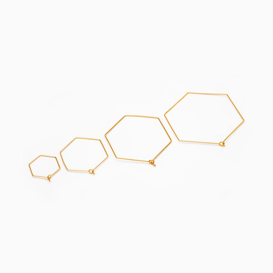 10pcs Gold/ Silver Tone Hexagon Earring Hoops, Geometric Ear Wire Charm Pendants, Threader Earring Components (GB-699)
