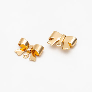 10pcs Gold Bowknot Charms, 18K Gold plated Brass Bow Knot Pendant (#GB-4368)