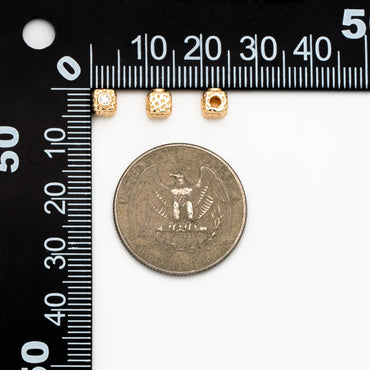 10pcs CZ pave Gold Cube/ Heart Beads 5mm, 18K Gold plated Brass Spacer Beads, Jewelry Making, Diy Material, Jewelry Supplies (GB-2956-A)