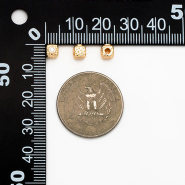 10pcs CZ pave Gold Cube/ Heart Beads 5mm, 18K Gold plated Brass Spacer Beads, Jewelry Making, Diy Material, Jewelry Supplies (GB-2956-A)