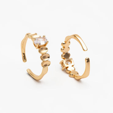 4pcs Oval CZ Pave Gold Finger Ring, Modern Style Ring, Fashion Rings, Dainty Rings, Adjustable Ring (#GB-4419)