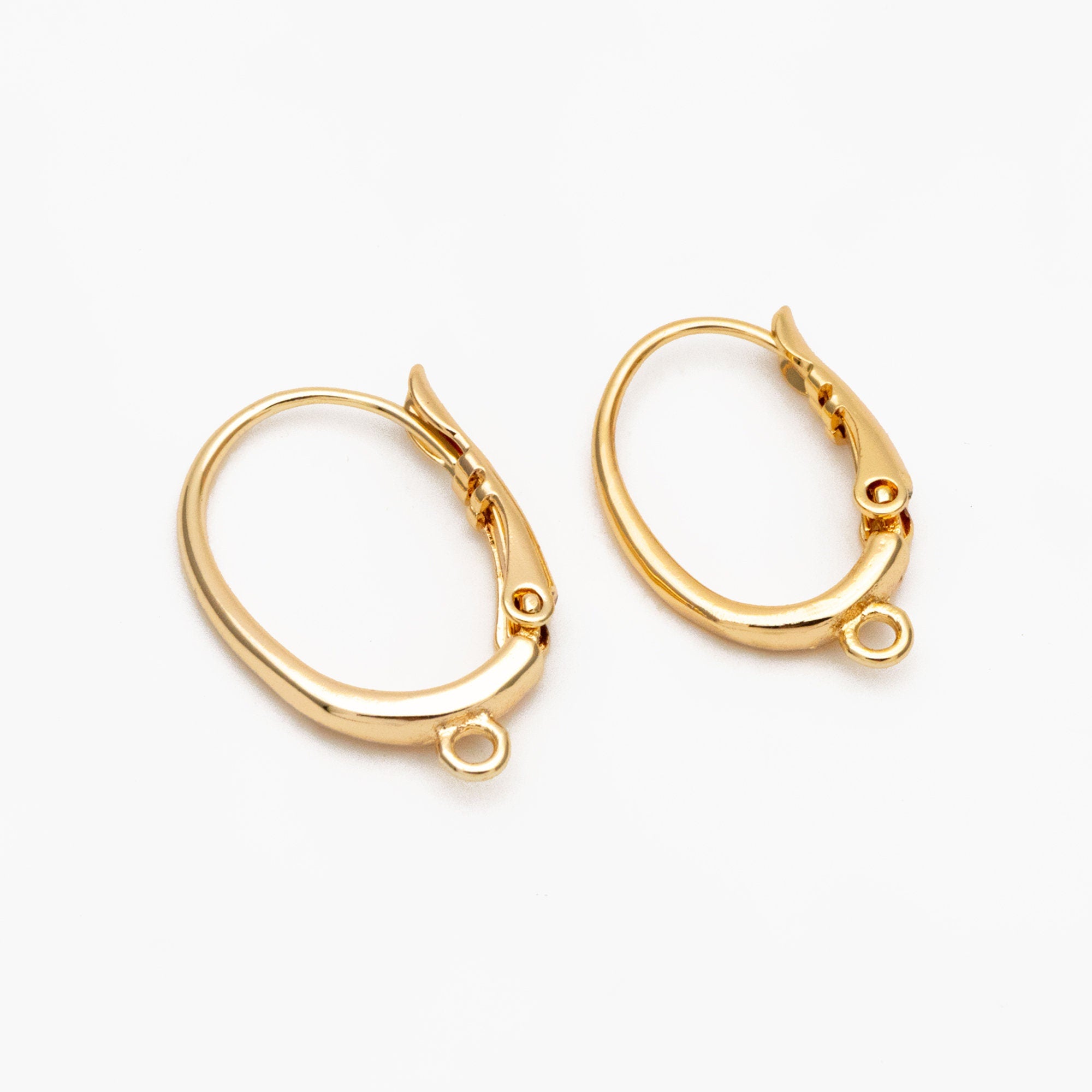10pcs Gold/ Silver tone Oval Leverback Ear Hooks, Gold/ Rhodium plated on Brass, Earring Hoop Components (GB-1457)
