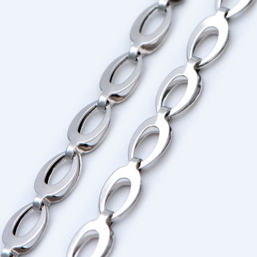 Gold/ Silver tone Specialty Chains, Gold/ Rhodium plated Brass, Link Size 4x8mm, Bulk Chain Wholesale (#LK-232)/ 1 Meter=3.3 ft