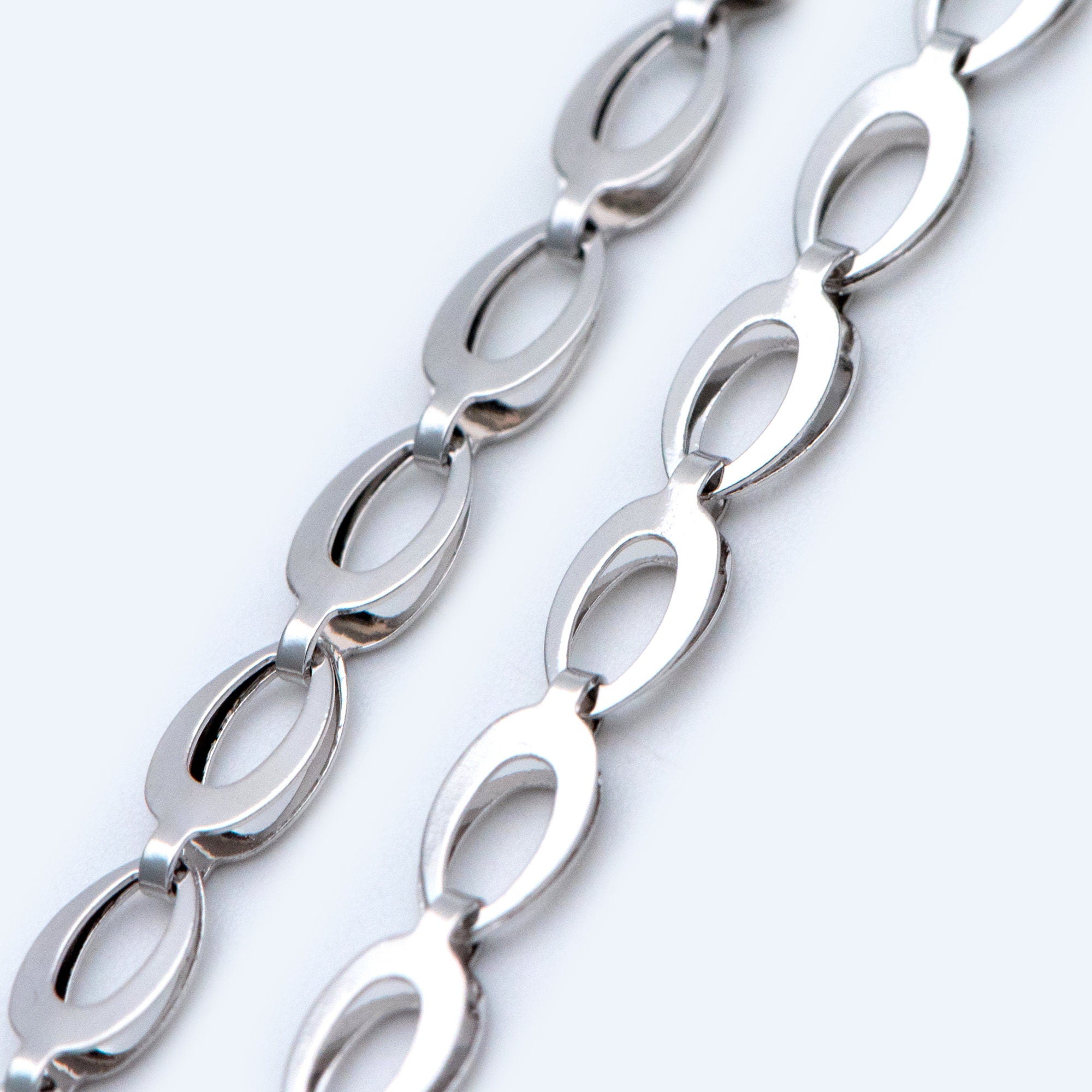 Gold/ Silver tone Specialty Chains, Gold/ Rhodium plated Brass, Link Size 4x8mm, Bulk Chain Wholesale (#LK-232)/ 1 Meter=3.3 ft