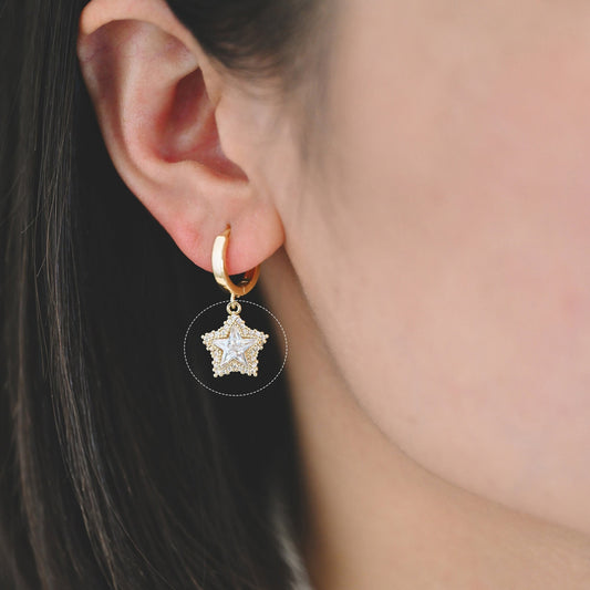 10pcs CZ pave Star Charms 14x13mm, Gold Star Pendants for Necklace/ Earrings, Jewelry Making Supplies, DIY Material Wholesale (GB-162-J)