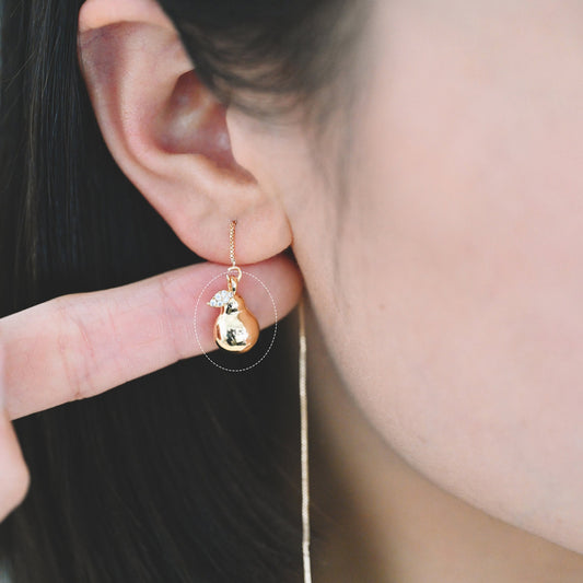 4pcs Gold CZ Pave Gourd Charms, Real Gold plated Brass, Gourd Pendants (GB-2400)