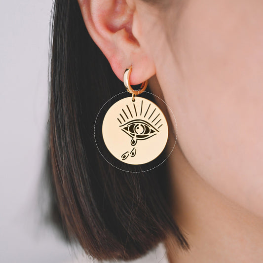 4pcs Gold Plated Crying Eye Charms: DIY Earring Pendant Findings, Jewelry Making (GB-1435-D)