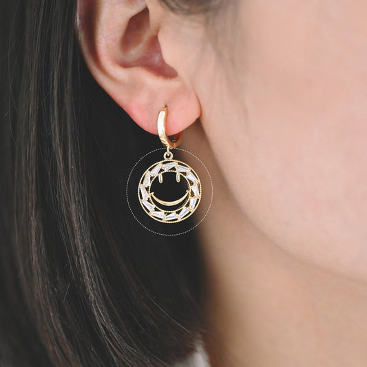 4pcs CZ pave Gold Hammered Smile Face Charm, Jewelry Making, Diy Material, Jewelry Supplies (GB-2421)