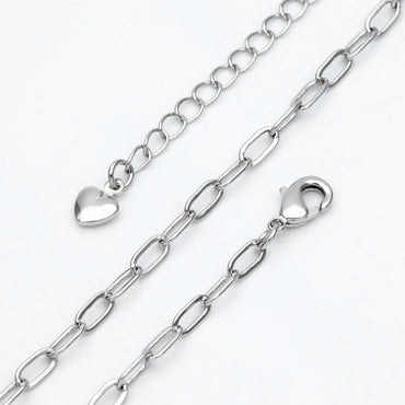 Gold/ Silver tone Paperclip Chains 3mm, Finished Necklace with Extender Chain, Ready to Wear, 16-18 Inch Adjustable (#LK-467)