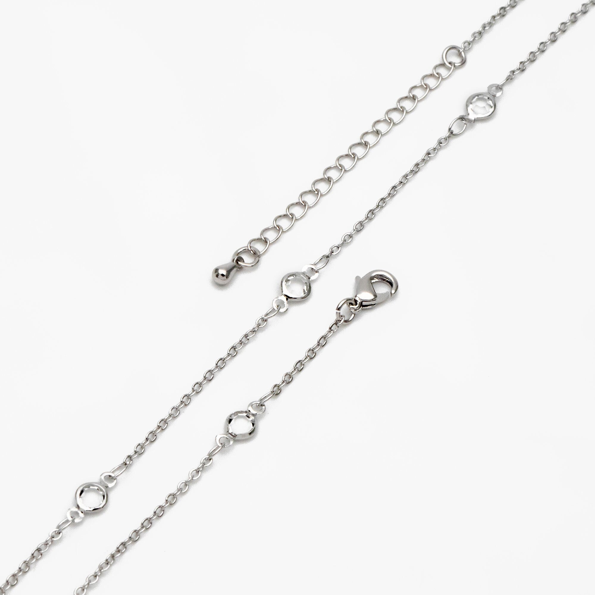 Adjustable Bracelet/ Anklet/ Necklace with Extender, 18K Gold/ Rhodium plated Brass, Crystal Coin Bead Chain, Ready to Wear (#LK-147-4.5)