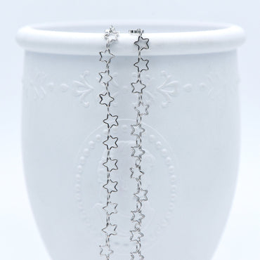 Gold/ Silver Tone Star Chain 5mm, Gold/ Rhodium plated Brass, Star Link Chains Wholesale (#LK-210)/ 1 Meter=3.3 ft