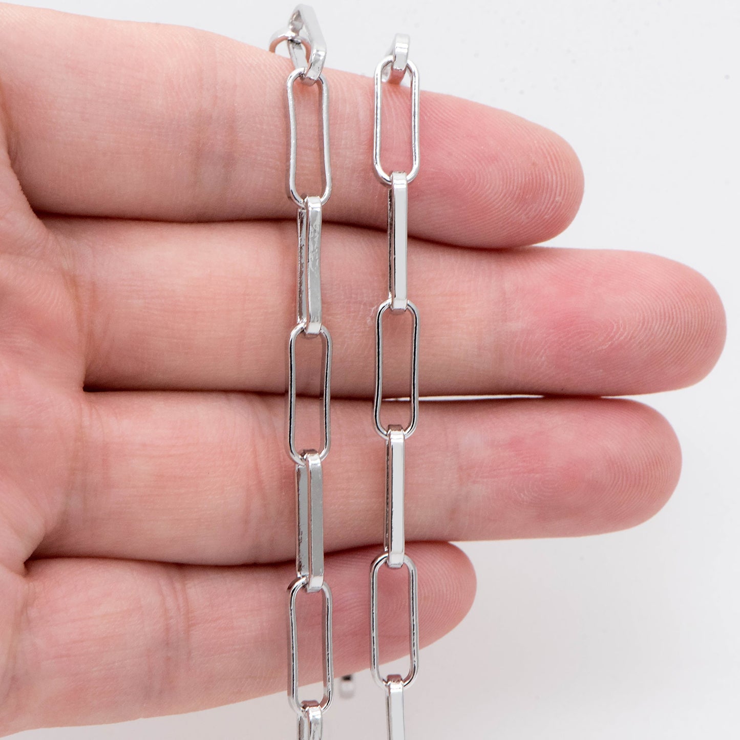 Gold/ Silver Long Oval Chains, Link Size 14.5x4.5mm, 18K Gold/ Rhodium plated Brass, Quality Craft Jewelry Supplies(#LK-475)/ 1 Meter=3.3 ft