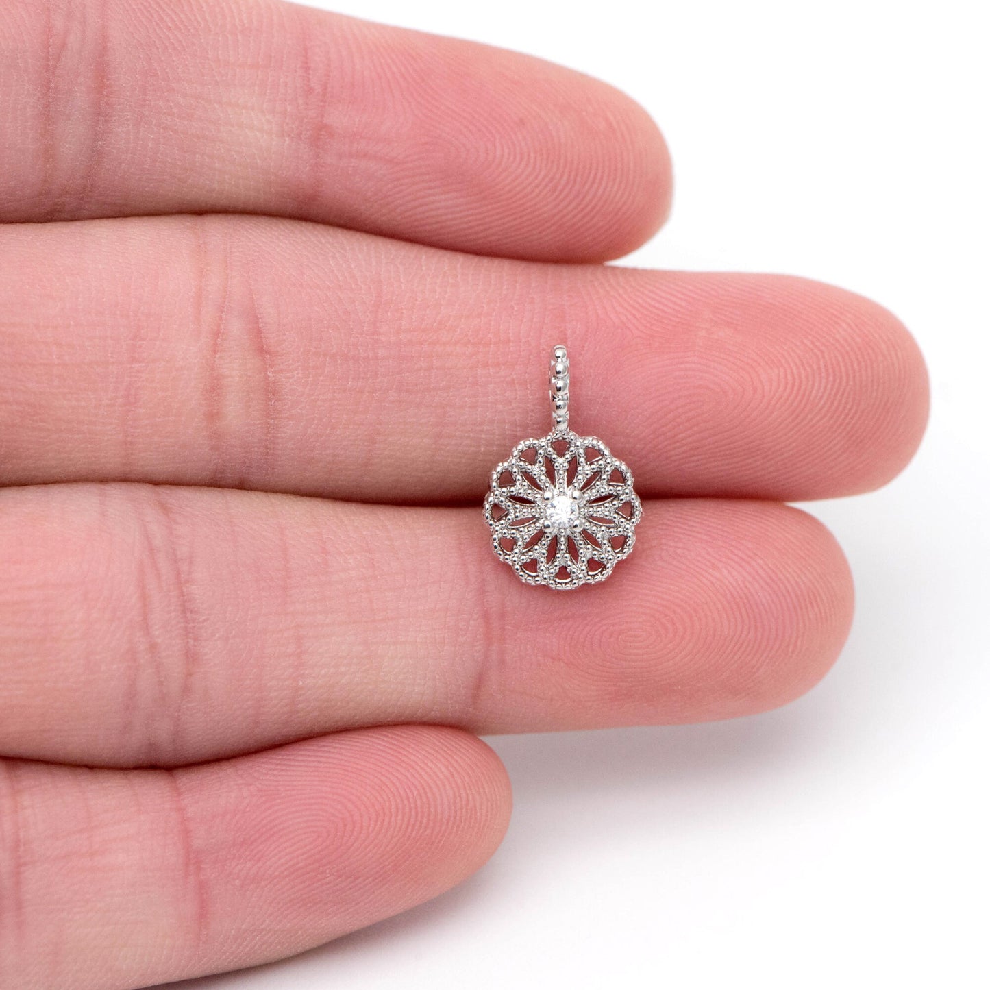 10pcs Gold/ Silver Tone CZ pave Filigree Coin Charm, Earring Findings, Jewelry Making, Diy Material, Jewelry Supplies (GB-1920)