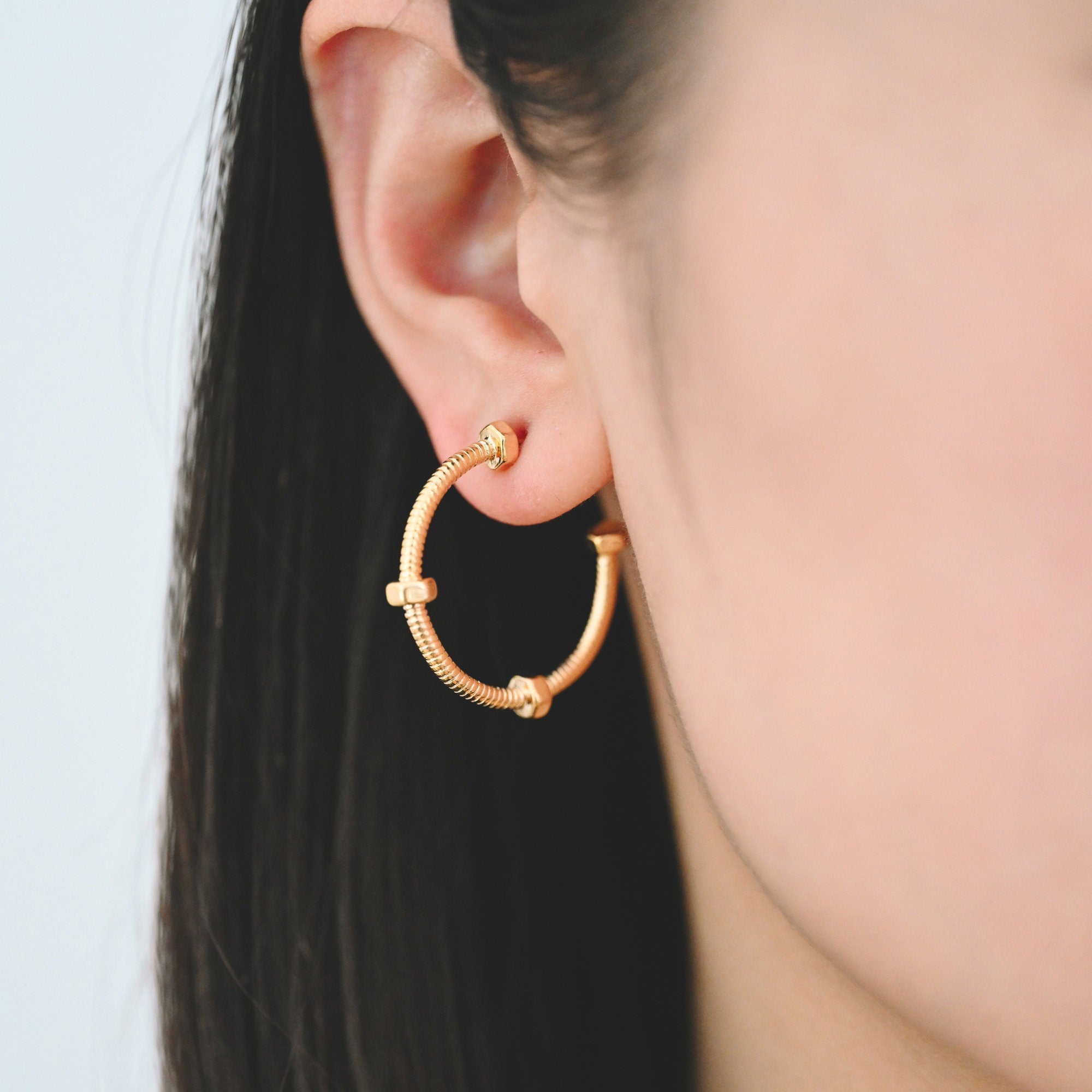 4pcs Gold Hoop Earrings 33mm, 18K Gold plated Brass, Round Circle Earring (GB-1969)
