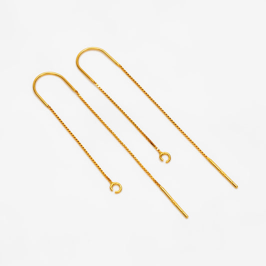 10pcs Sterling Silver Threader Earrings, .925 Silver Box Chain, Earwire Thread with Open Jump Ring (CY-033)