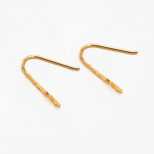 10pcs Gold/ Silver Hammered Ear Hooks, Gold/ Rhodium plated Brass, Minimalist Bar Earrings (GB-4429)