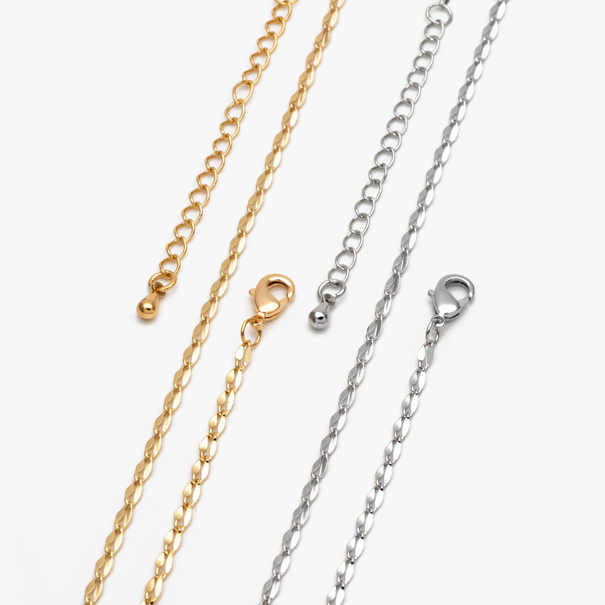 Gold/ Silver Tone Double Bar Linked Chains, Finished Bracelet/ Anklet/ Necklace with Extender Chain, Ready to Wear (#LK-178)