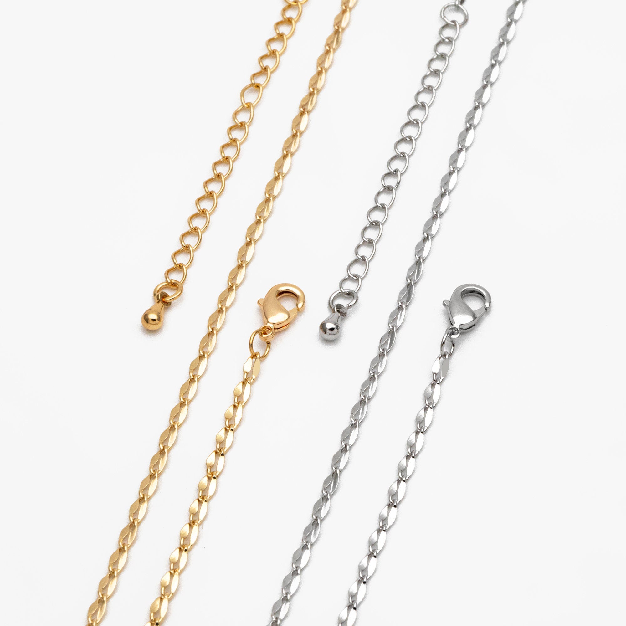 Gold/ Silver Tone Double Bar Linked Chains, Finished Bracelet/ Anklet/ Necklace with Extender Chain, Ready to Wear (#LK-178)