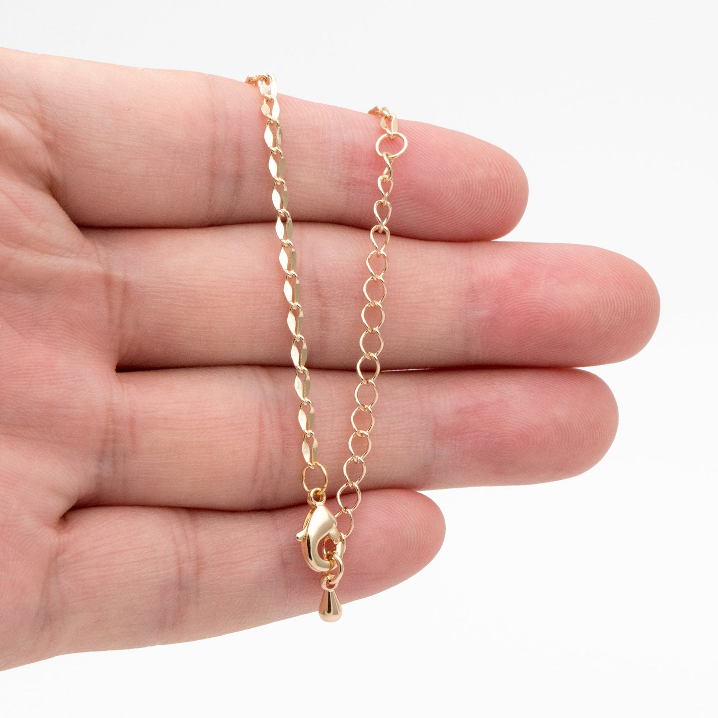 Gold/ Silver Tone Double Bar Linked Chains, Finished Bracelet/ Anklet/ Necklace with Extender Chain, Ready to Wear (#LK-178)