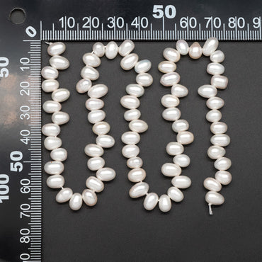 Freshwater Oval Pearl 7-8mm, Top Side Drilled, Natural Teardrop Pearl Beads -(PL-80)/ 14.5" Full strand