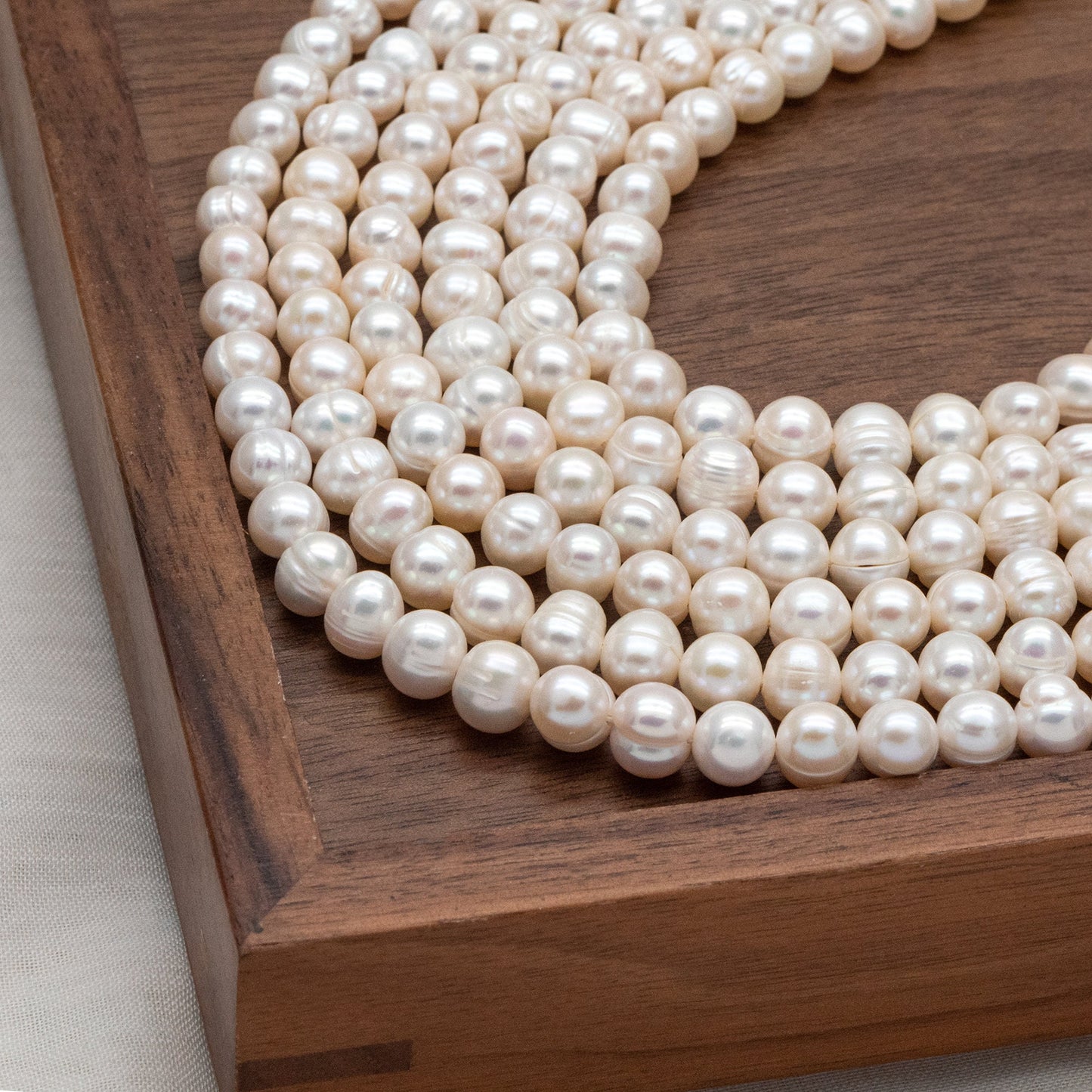 Freshwater Potato Pearls 7x9mm, Natural White Oval Pearls, Loose Pearl Beads Wholesale - (PL-82)/ 15" strand