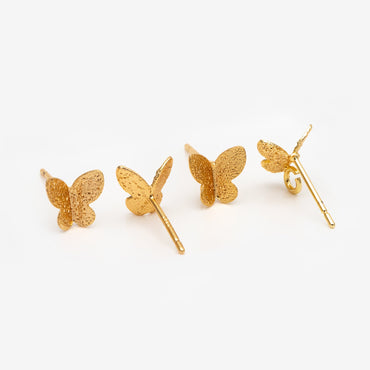 10pcs Gold Butterfly Stud Earring with Loop, DIY Earring Components, Jewelry Making Supplies (GB-3201)
