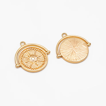 10pcs Gold Compass Charms 17x17mm, 18K Gold plated Brass, Travel Charms, Nautical Charms (GB-4432)