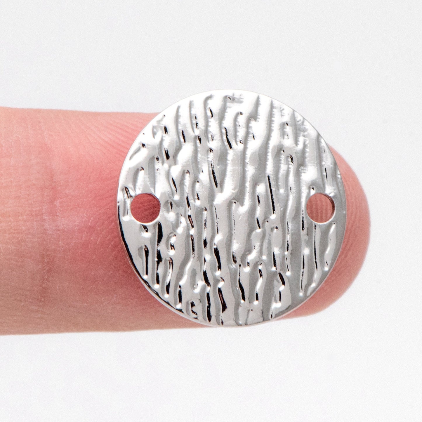 10pcs Gold/ Silver Tone Round Textured Disc Connectors 16mm, Gold/ Rhodium plated Brass Coin Disk Charms (GB-654-A)