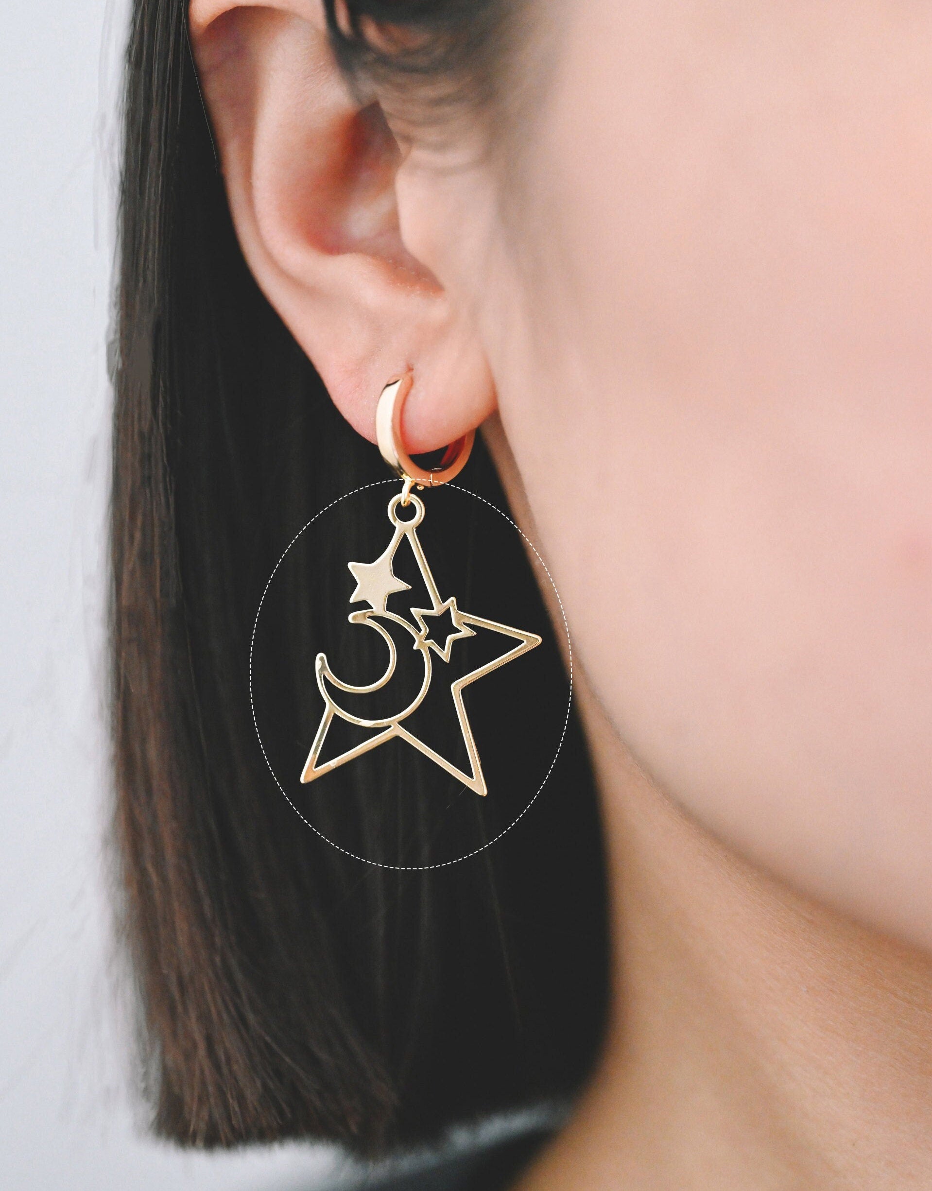 10pcs Gold Star Charm, Earring Findings, Jewelry Making, Diy Material, Jewelry Supplies (GB-2291)