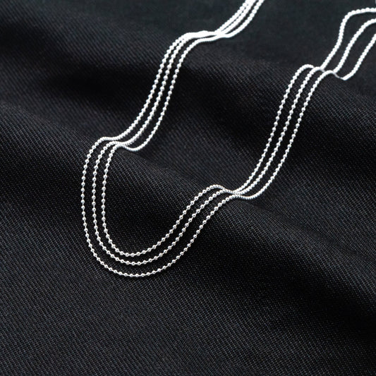 Sterling Silver Triple Strand Chain Necklace, Dainty Silver Beaded Chain 1mm, Ready to Wear, 16-18 inch Adjustable (CY-042)