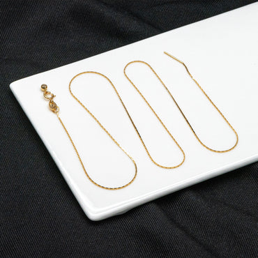 Adjustable Sterling Silver Necklace, 0.5mm Dainty Snake Chain, Gold/ Rhodium plated Finished Chain, 17 Inch Ready to Wear (CY-043)