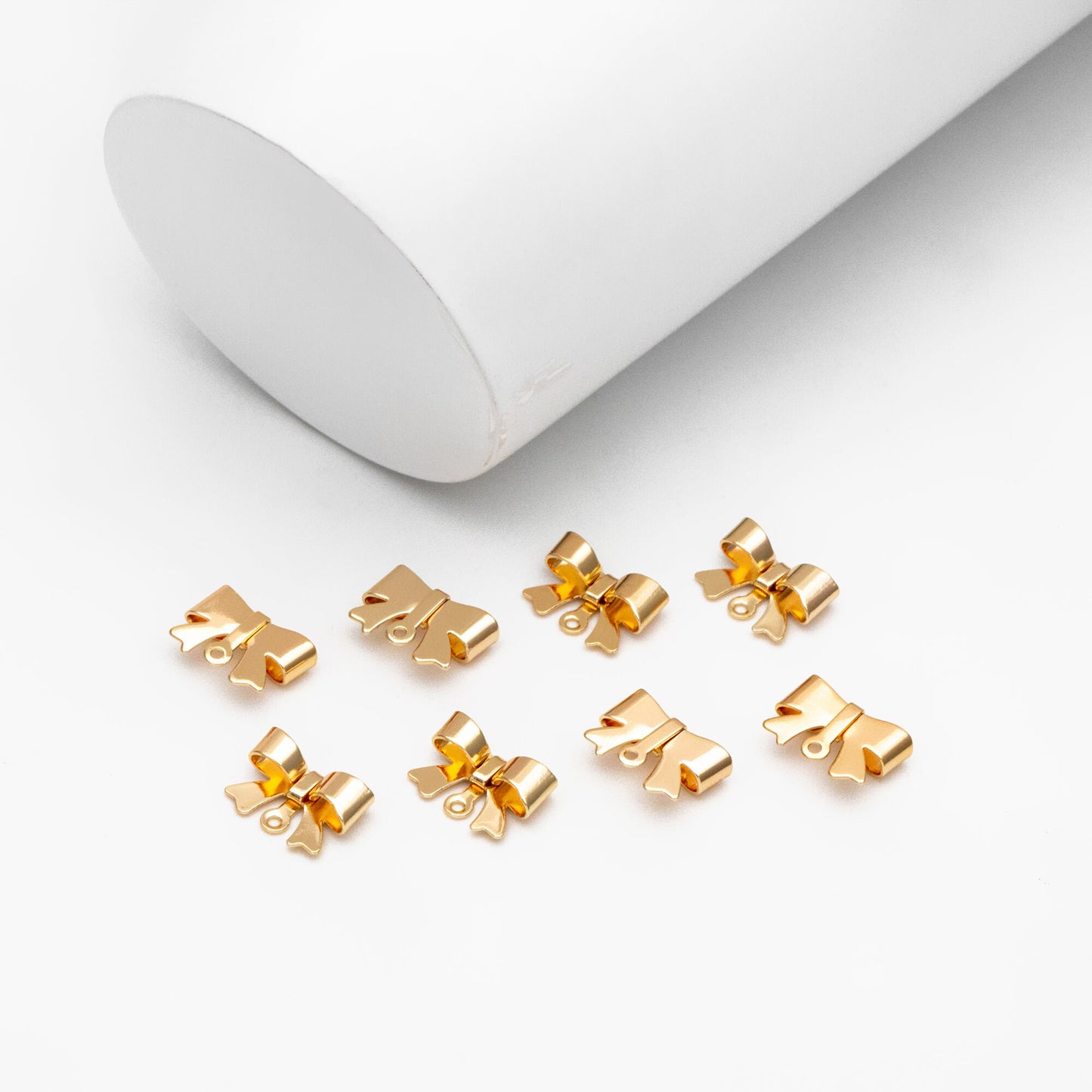 10pcs Gold Bowknot Charms, 18K Gold plated Brass Bow Knot Pendant (#GB-4368)