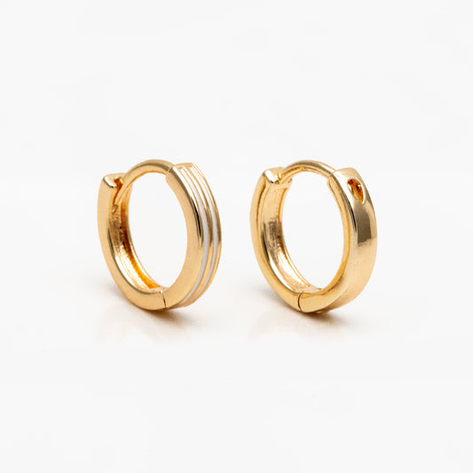 4pcs Gold Enamel Circle Hoop Earrings, 18K Gold plated Brass, Minimalist Huggie Earrings (GB-3717-B)
